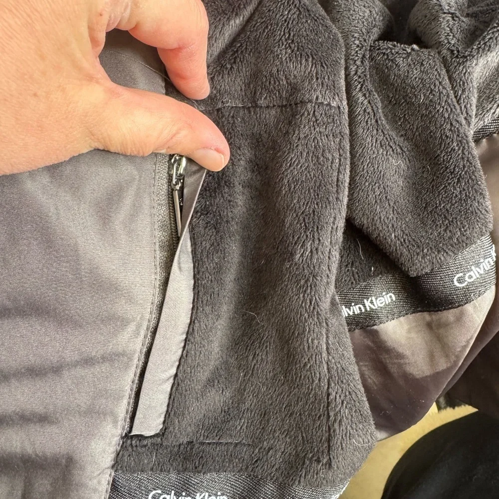 CALVIN KLEIN 1X Gray Winter Coat with attached hood
